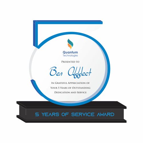 Acrylic Trophy - ﻿ FT 146 - 5 Year Long Service Award