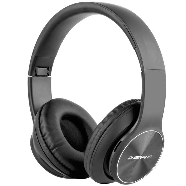 Ambrane WH-74 Over The Ear Wireless Headphones With Mic & FM (Black)