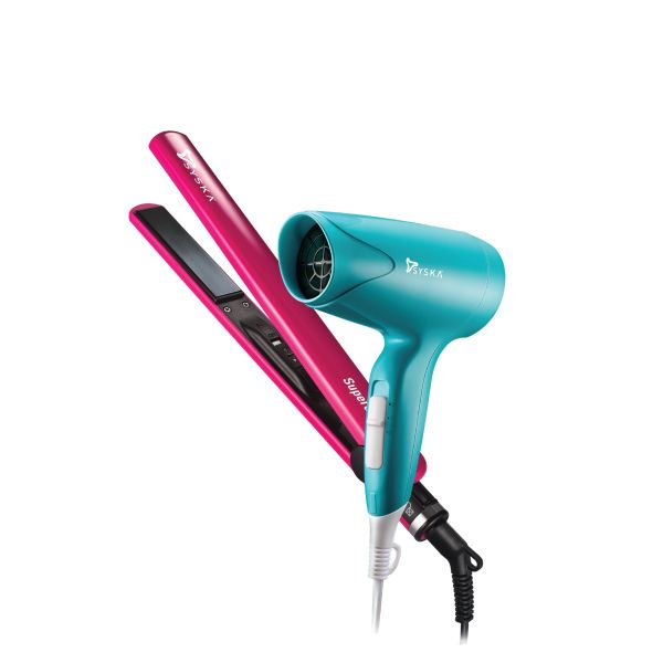 TK-SYSKA-CPF6800 - Grooming Kit for Hair (Hair Straightener, Hair Dryer) (Pink, Teal)