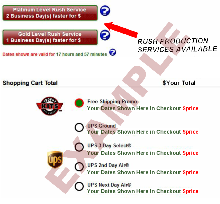 Trophykits shipping dates and costs