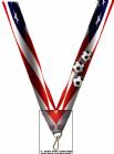 7/8" x 32"  USA Graphic Soccer Image Neck Ribbon w/ Snap Clip