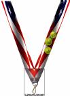 1 1/2" x 32" USA Graphic Softball Image Wide Neck Ribbon w/ Snap Clip