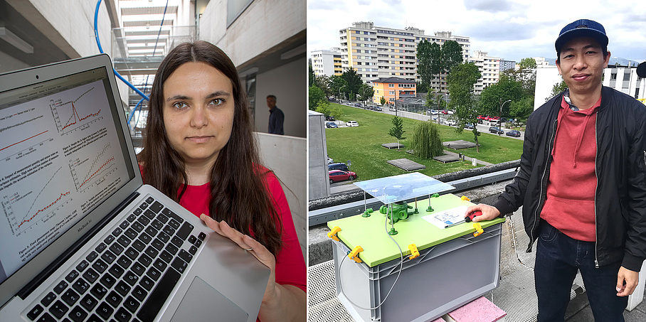 [Translate to Englisch:] Frau mit Notebook und Mann technischem Gerät