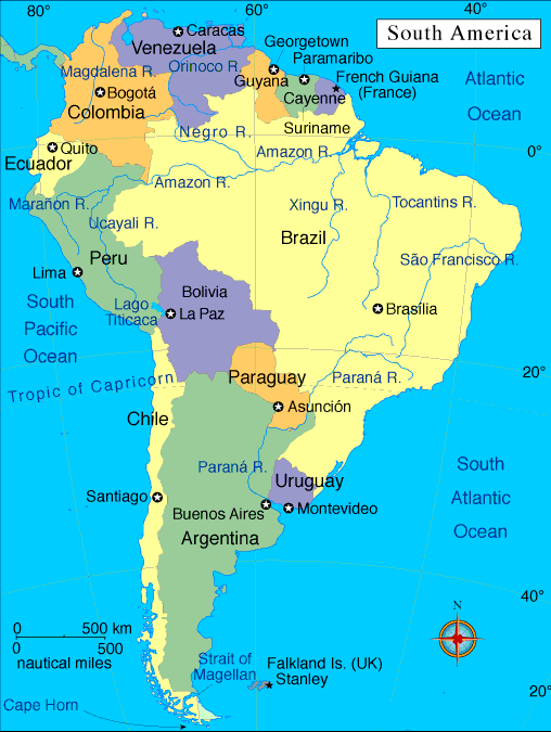 Map of South America