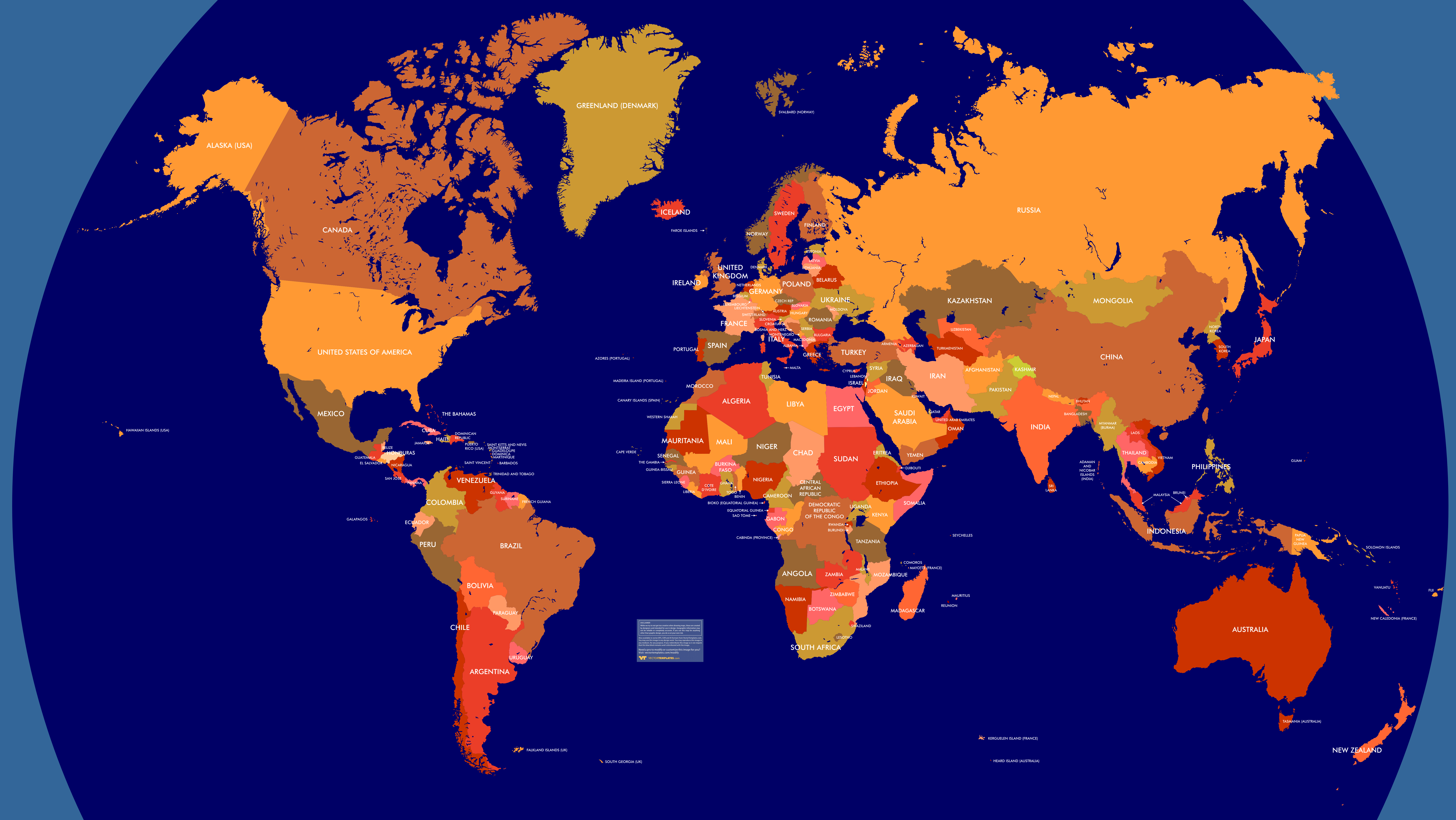 Free Map Of The World With Countries Labeled - United States Map