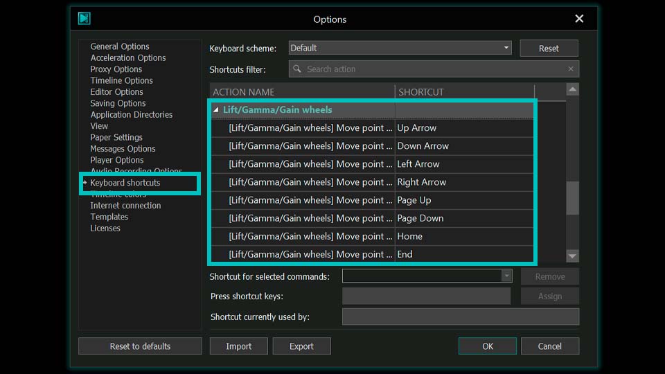 Hotkeys for LGG Controls