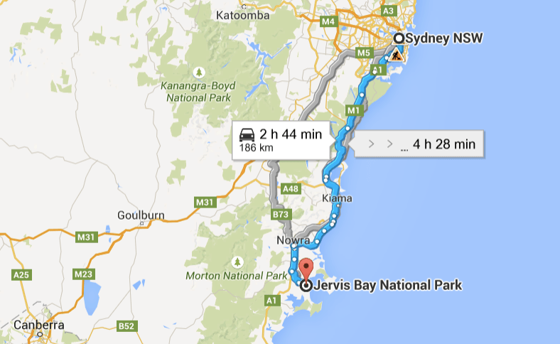 South Coast Road Trip Map