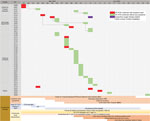 Details of severe acute respiratory syndrome coronavirus 2 infections positive cases and timeline of containment strategy for infections related to Bach Mai Hospital, Hanoi, Vietnam. RT-PCR, reverse transcription PCR. 