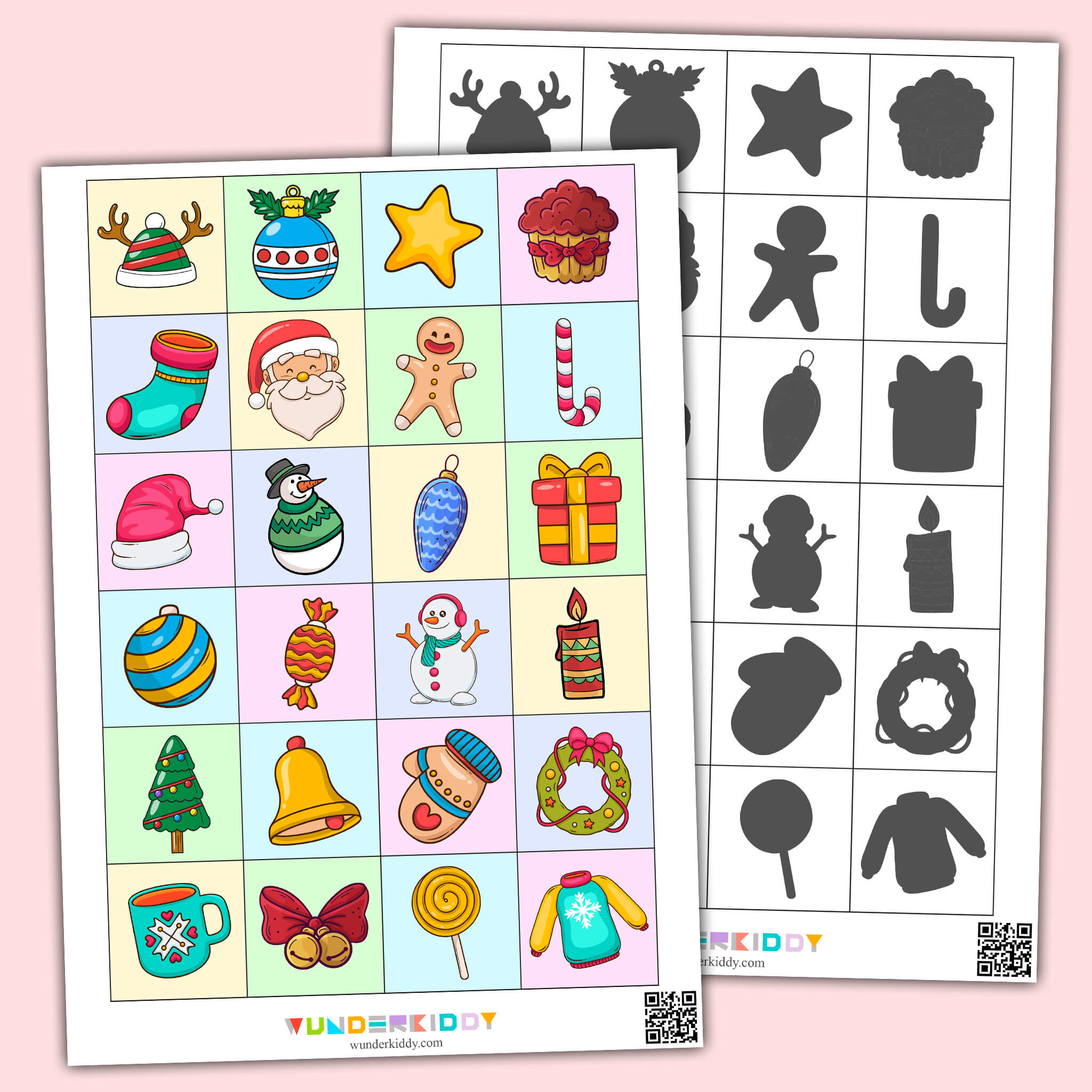 Christmas Themed Shadow Matching Worksheet