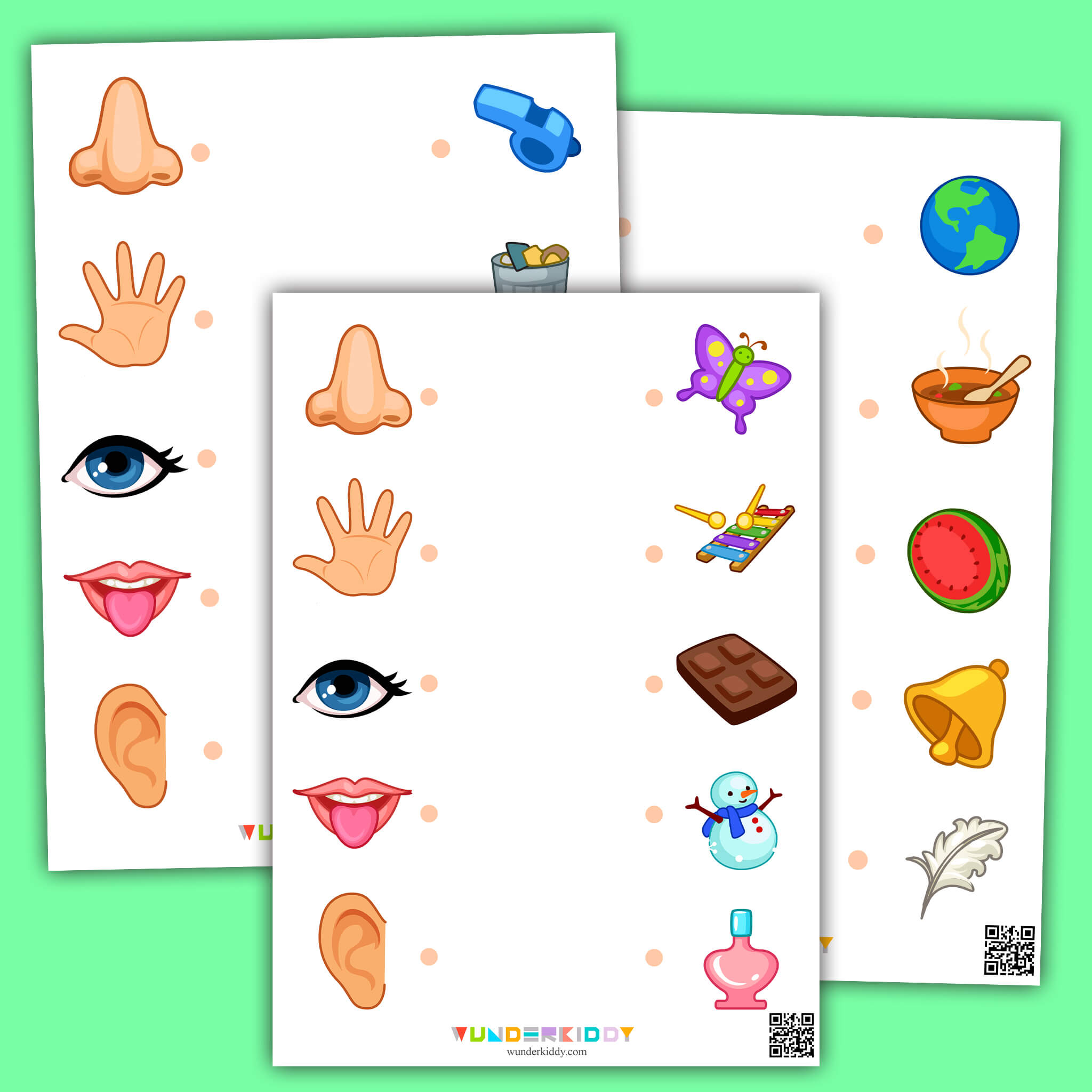 Five Senses Matching Worksheet