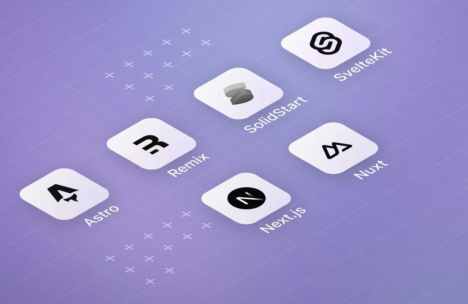 Astro, Remix, SolidStart, SvelteKit, Next.js, and Nuxt logos
