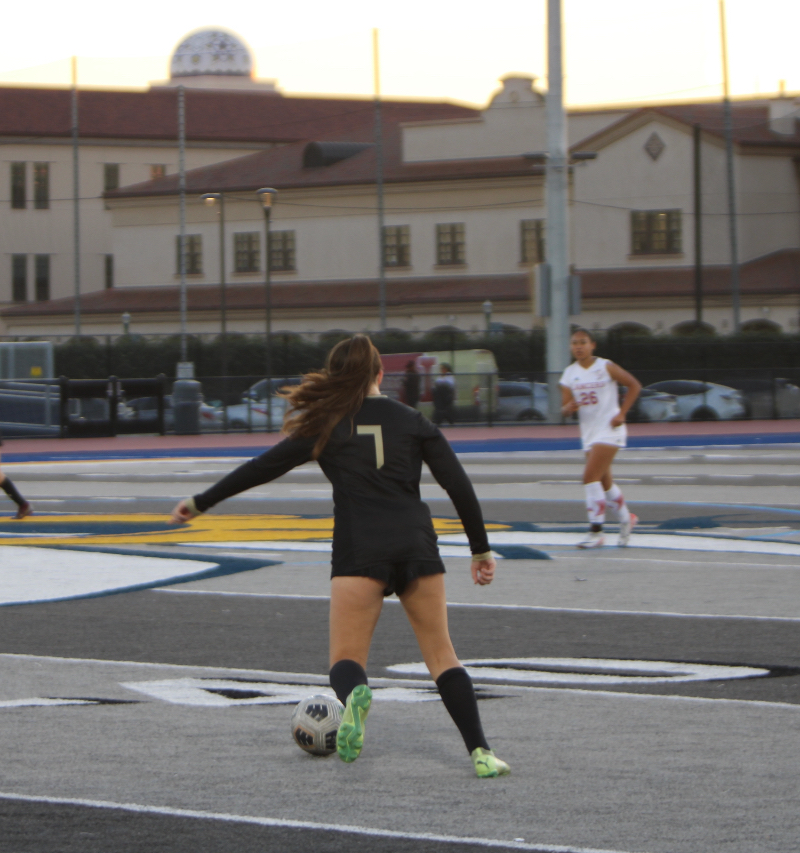 Ava Barretto '25 representing #7 on the soccer field.