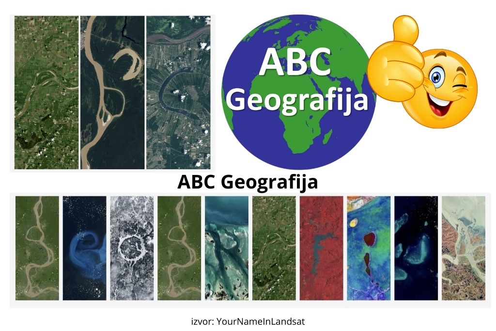 ABC Geografija napisano slovima primjećenim u reljefnim oblicima iz Landsat satelita