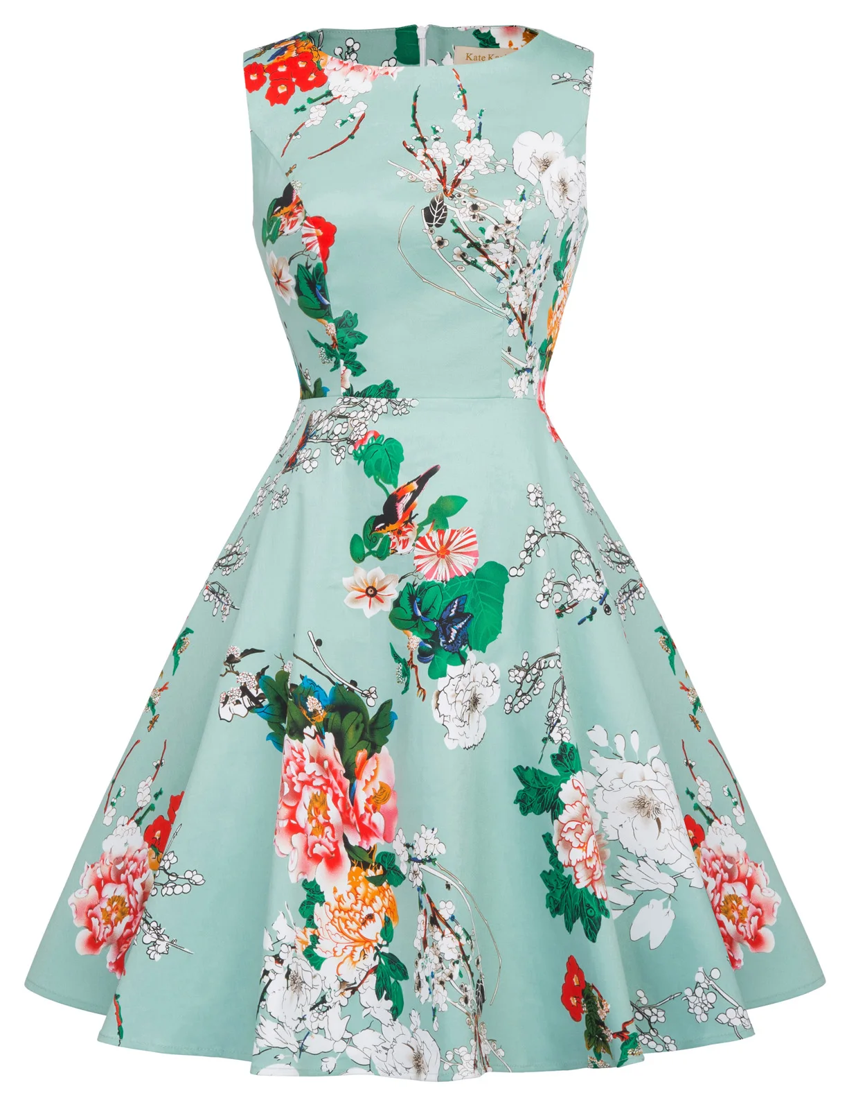 1950s Summer Cross Floral Swing Dress