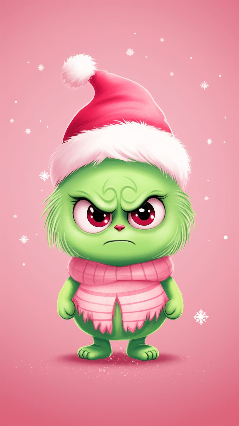 Cute Grinch On Pink Background