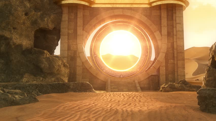 Ancient Portal Stargate in the Desert - Epic Landscape Loop Background