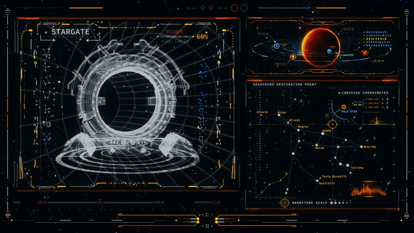 Stargate Portal HUD FUI Interface - Loop - Overlay Graphic Element