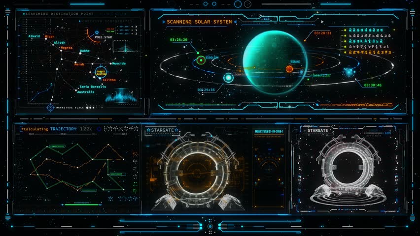 Stargate Portal HUD FUI Interface Screen Display - Loop - Overlay Graphic Element