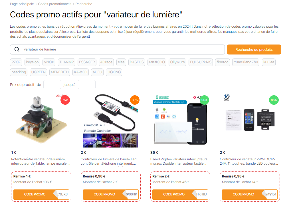 Variateurs de lumière - promo codes AliExpress