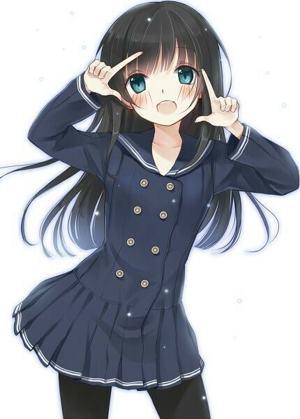 anime little girl with black hair and blue eyes