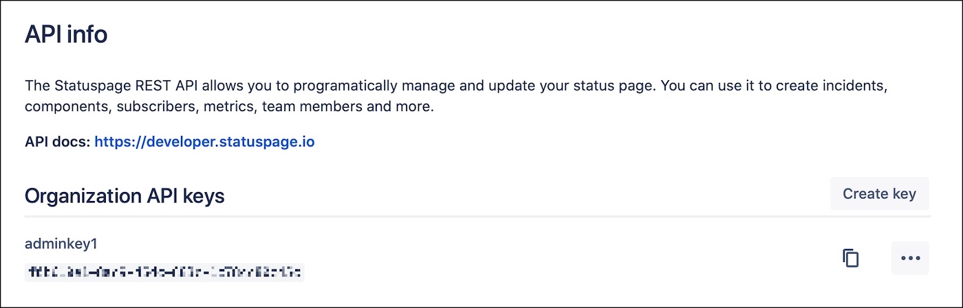 Statuspage API key