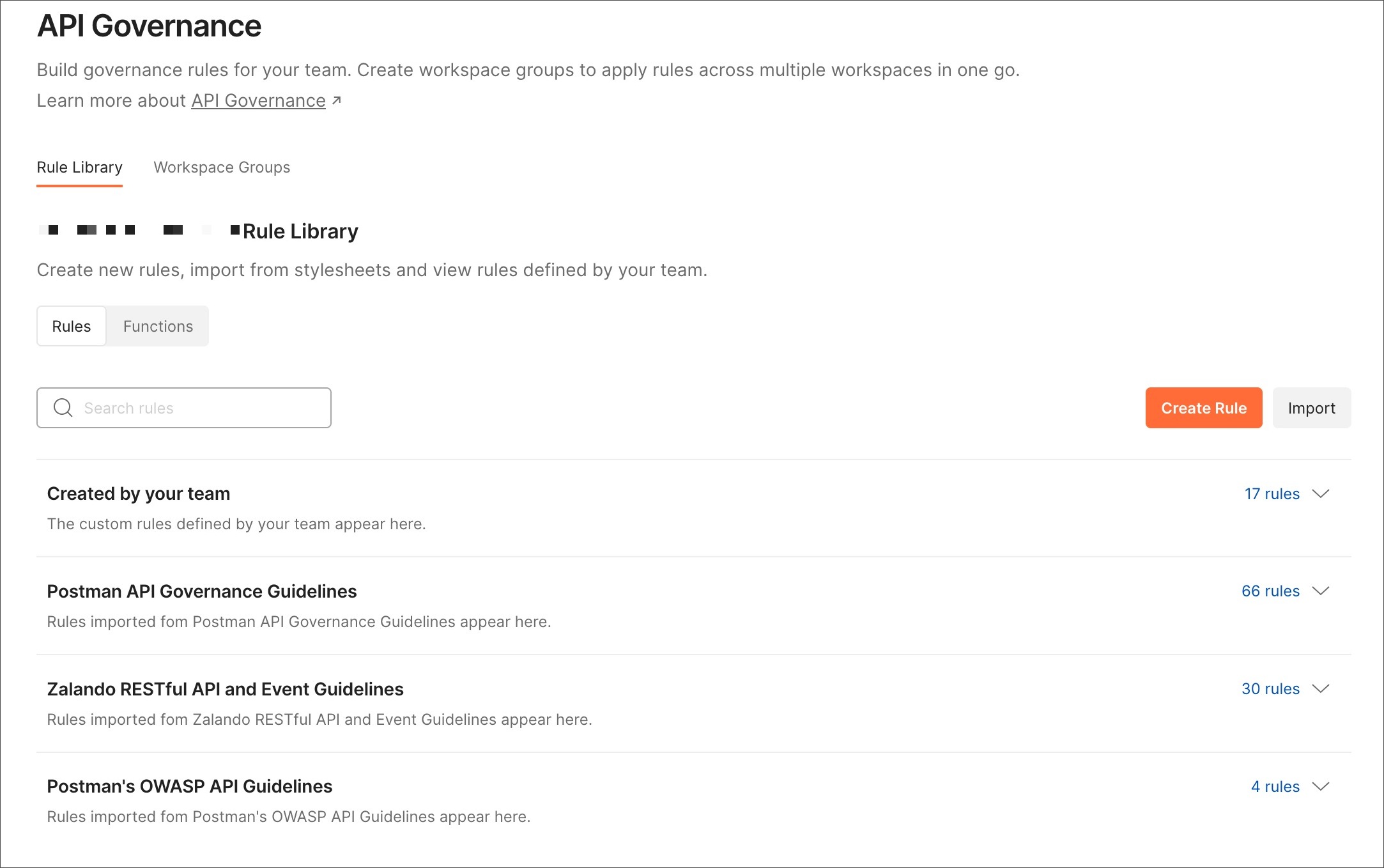 API governance dashboard