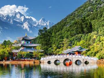 Jade Dragon Snow Mountain, Lijiang, China jigsaw puzzle online