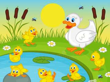 Duck with ducklings jigsaw puzzle online