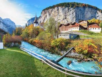 Switzerland - A stunning view of a small town online puzzle