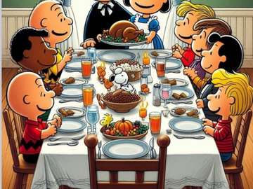 Chuck and the Schulz Kids Celebrate Thanksgiving. jigsaw puzzle online