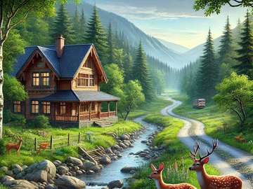 Cottage on the river jigsaw puzzle online