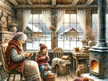 winter afternoon with grandma jigsaw puzzle online