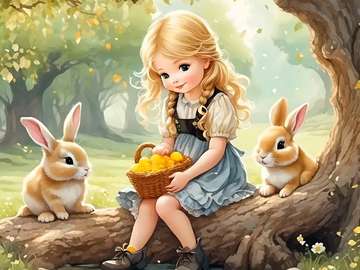 little girl with bunnies jigsaw puzzle online