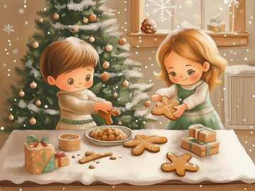 Cooking Christmas gingerbread jigsaw puzzle online