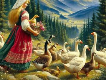 Goose herder jigsaw puzzle online