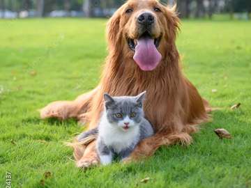 Perro con un gato rompecabezas en línea