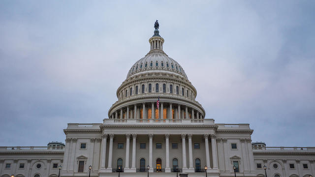 Capitol Building up close overcast at dusk 