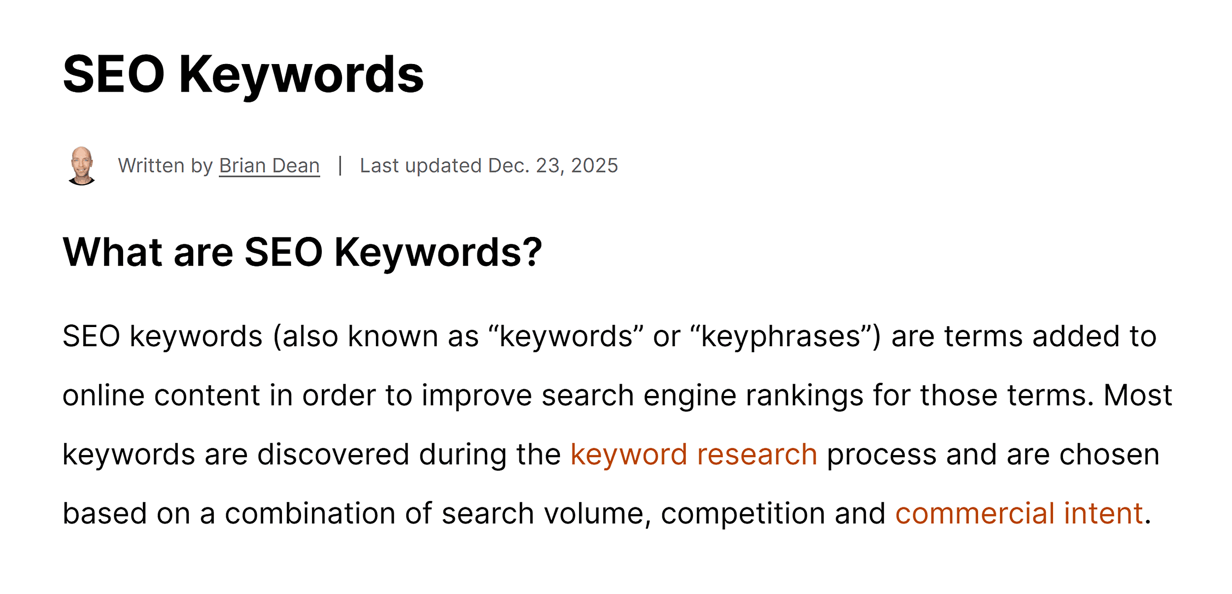 SEO keywords &ndash; Intro