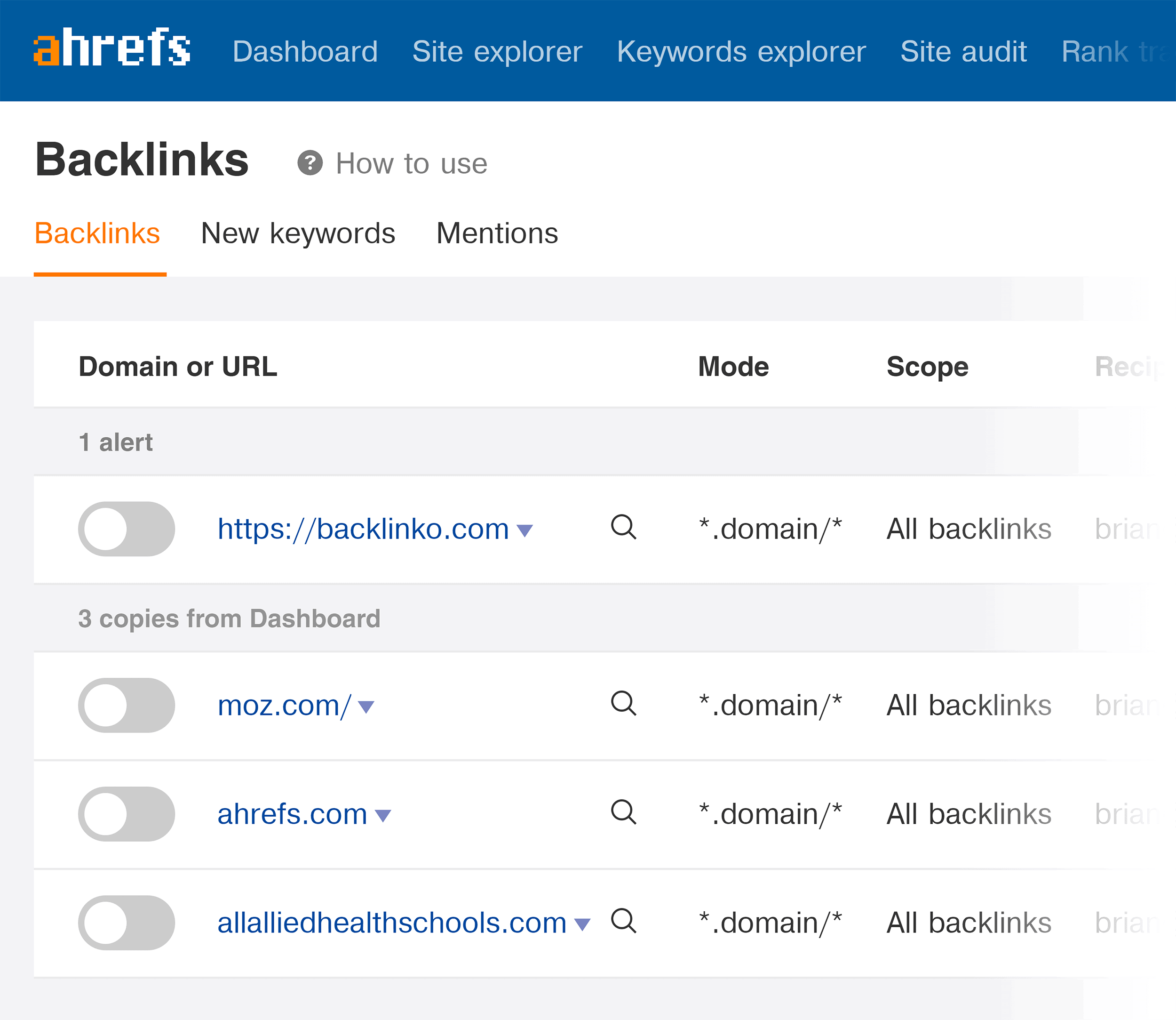 Ahrefs &ndash; Alerts