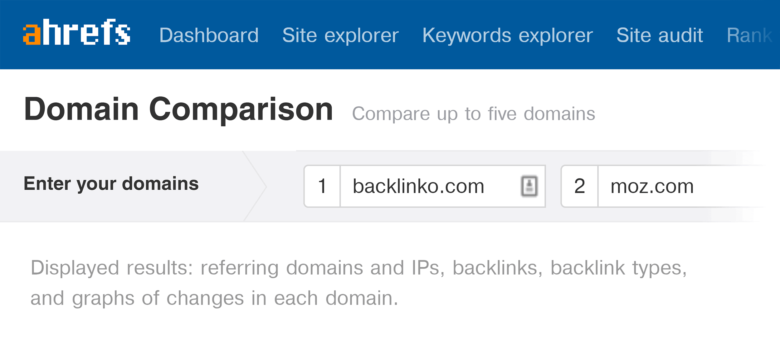 Ahrefs &ndash; Domain comparison