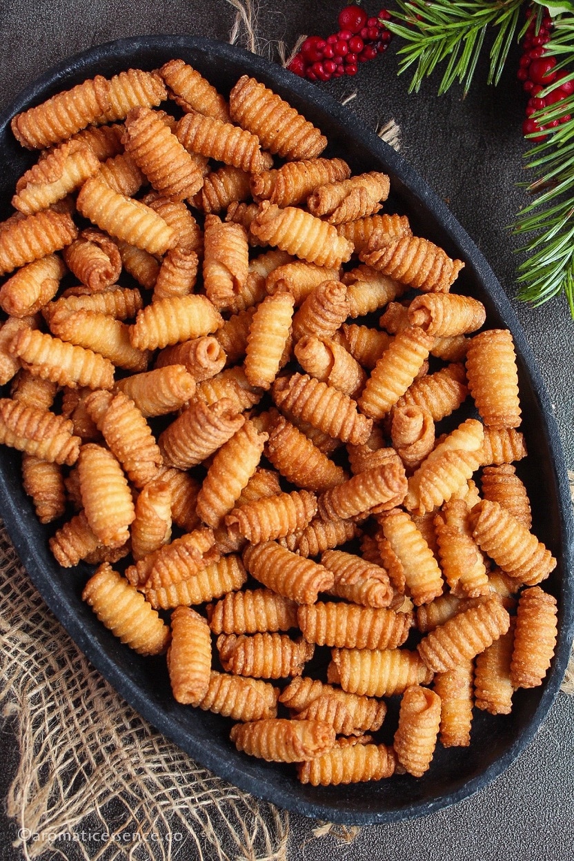 Close-up shot of kalkal in an oval platter