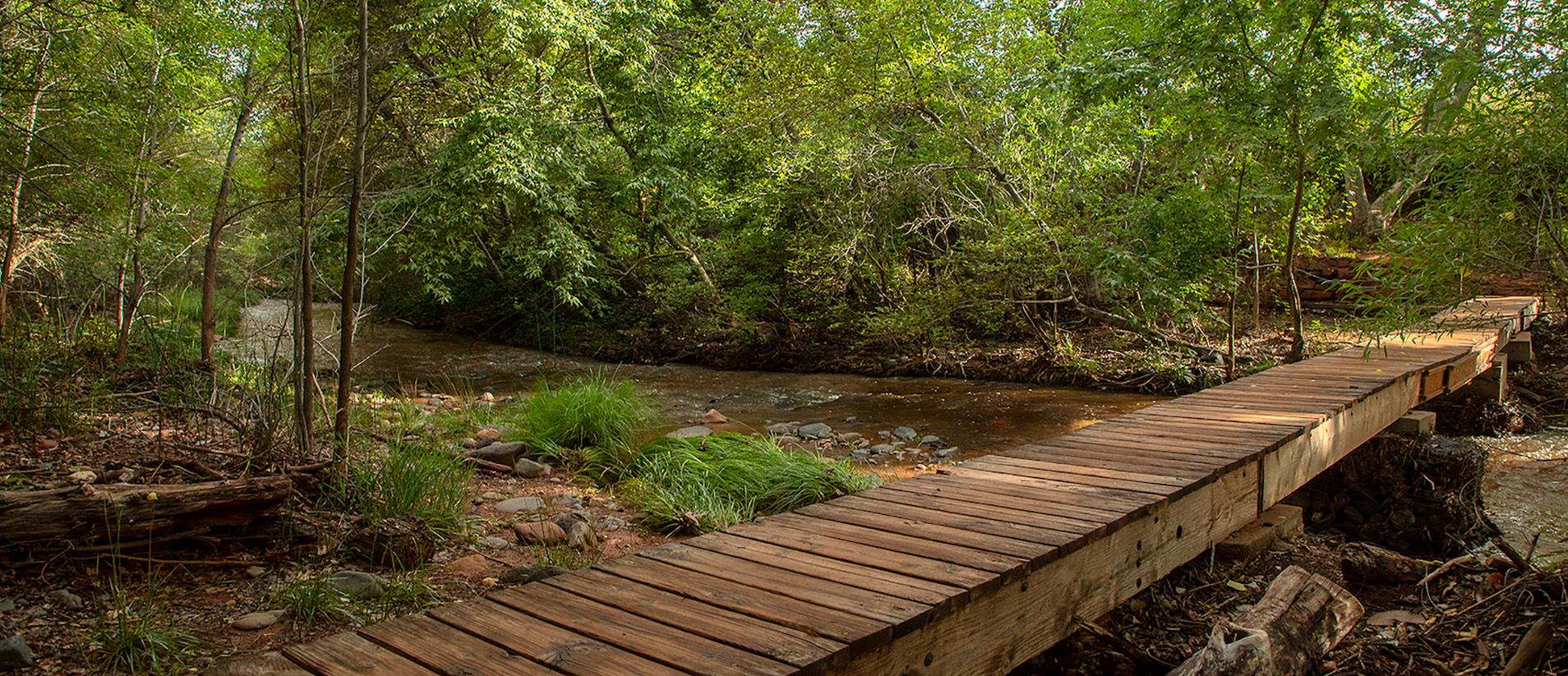 A bridge over Oak Creek in Red Rock State Park