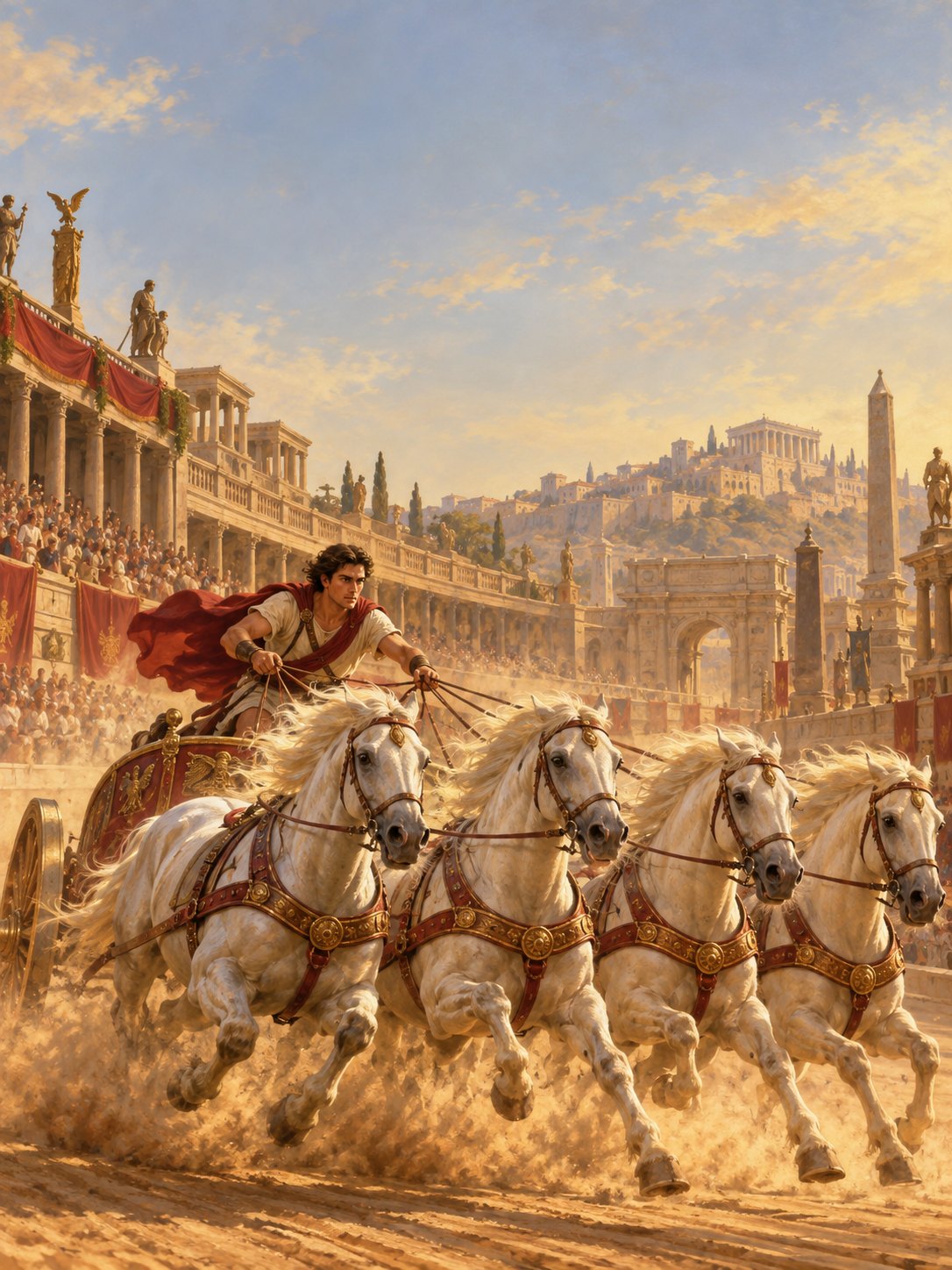 Cover of the ARLing e-ink edition of Ben-Hur: a painted chariot race in a Roman circus