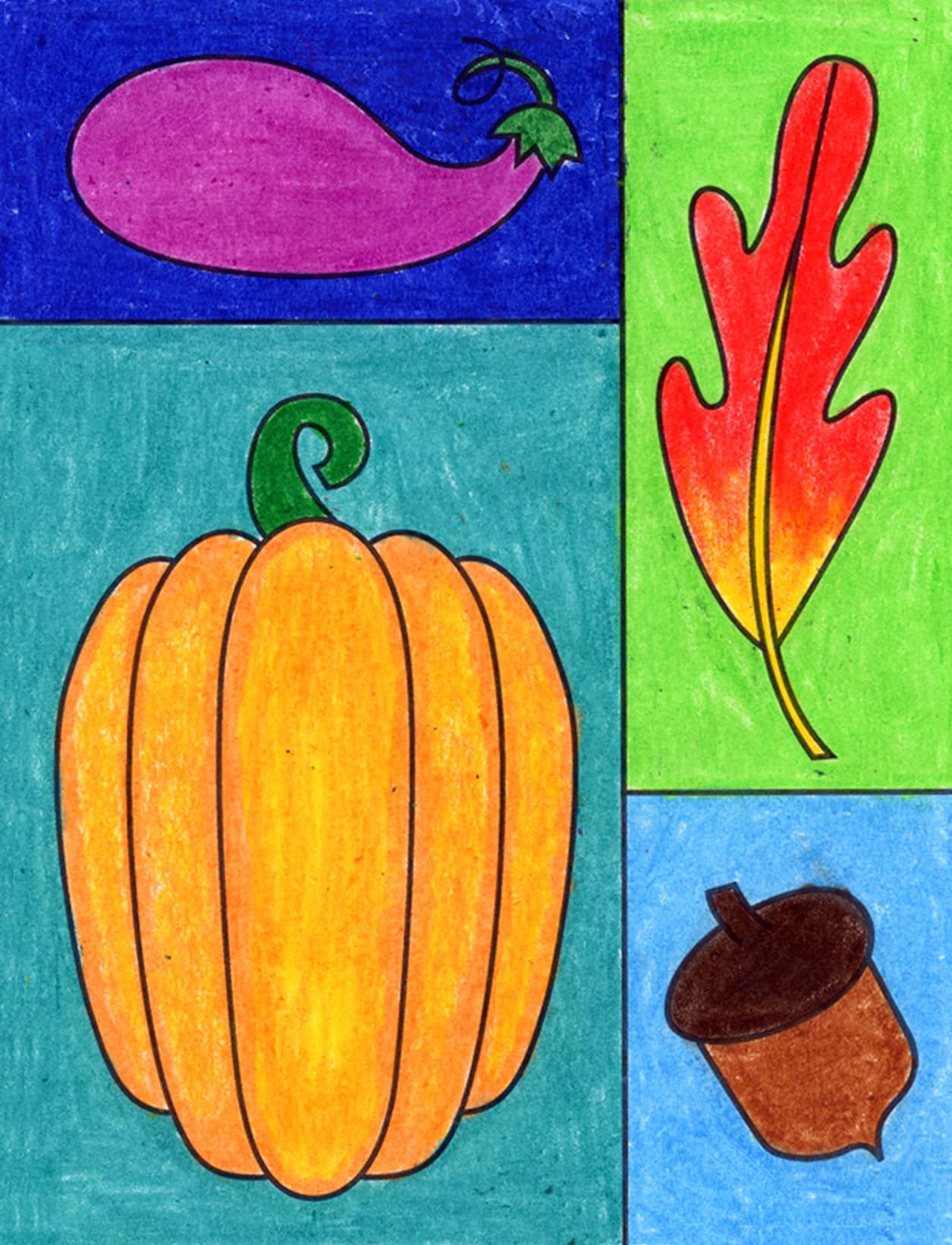 Easy Fall Drawing Ideas Tutorial Video and Fall Drawing Coloring Page