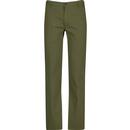 farah vintage mens elm organic cotton twill retro mod chino trousers olive green