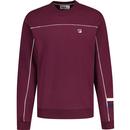 fila vintage mens adam retro 80s decorative piping crew neck sweatshirt windsor wine