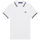 fred perry Womens G3600 twin tipped pique polo white