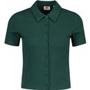 levis womens sherry ribbed button through short sleeve polo top bistro green