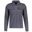 Luke Corinth Men's Zip Through Military Shirt Jacket in Charcoal