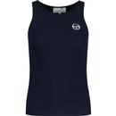 sergio tacchini womens zara retro racerback ribbed tennis vest maritime blue